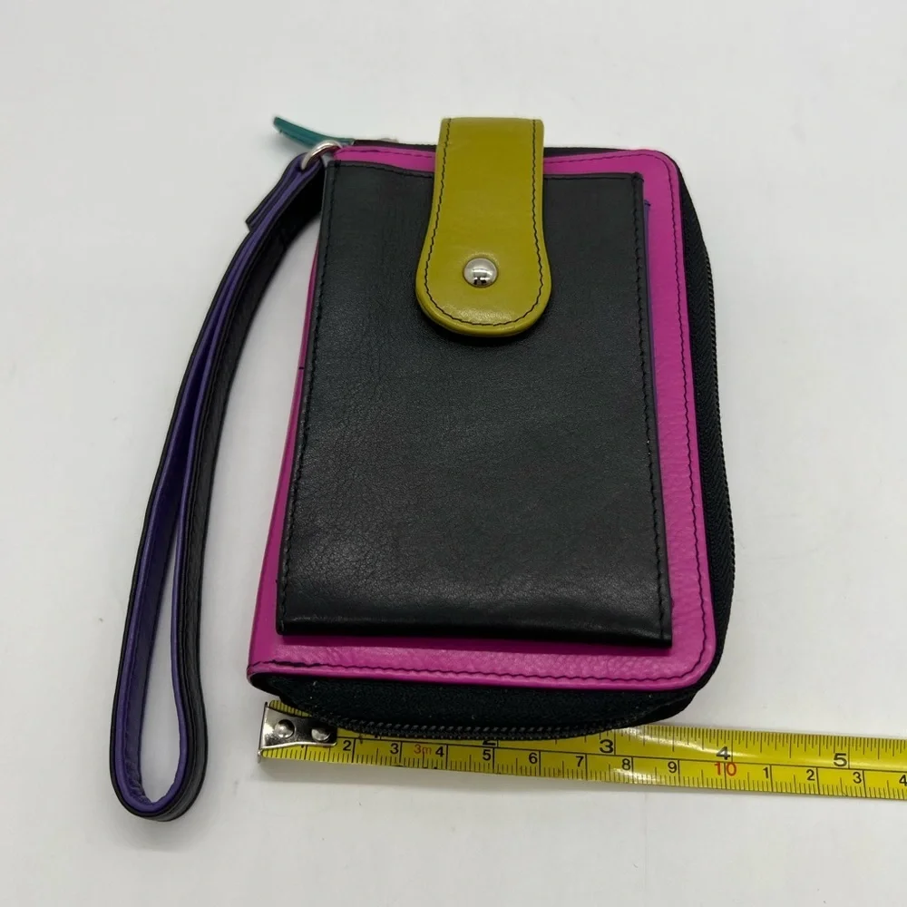Beautiful Buttery Leather Wristlet Multicolored Zip Around